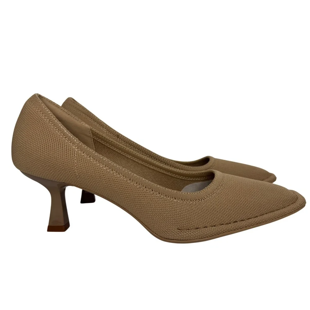 Cosy Island RefinEdge Square Toe Heels Pumps Size 11 Apricot Tan‎ Classic Classy - Picture 3 of 9